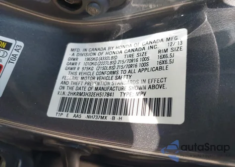 2014 Honda Cr-V Lx z USA, uszkodzony, nr VIN 2HKRM3H32EH517841